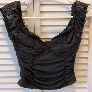 New w/o tags - black cropped bustier ruched top